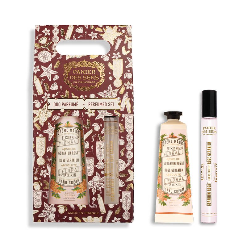 Christmas Duo Set Hand Cream + Roll-On Perfume – Rose Geranium