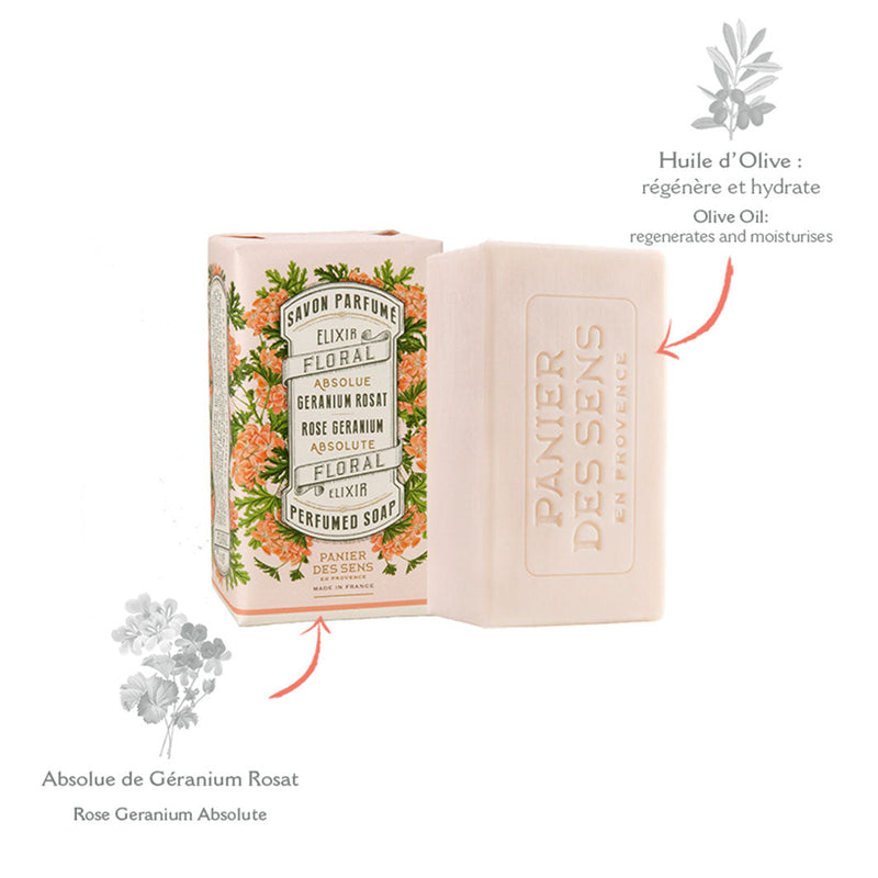 French Soap Bars with Olive Oil - Rose Geranium