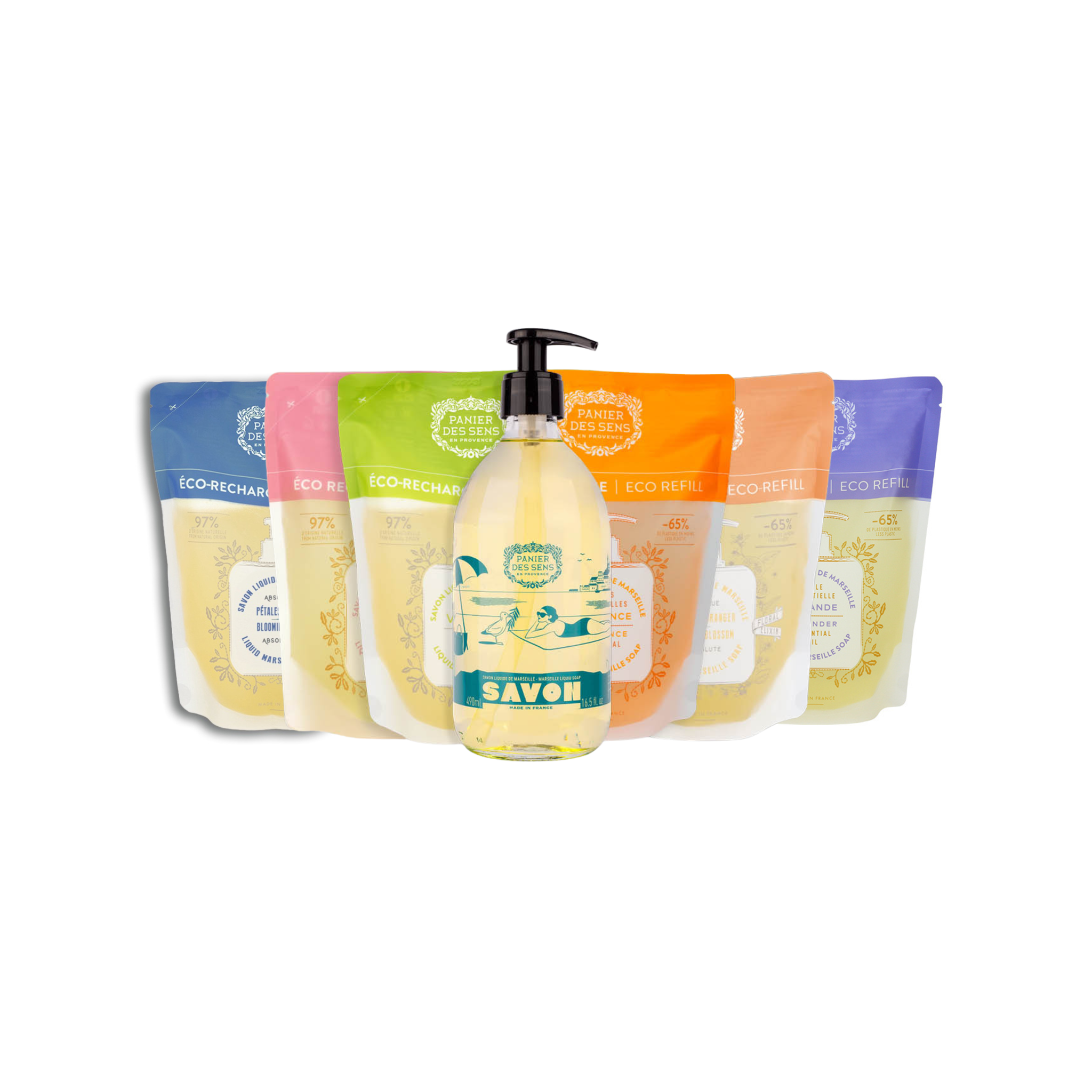 Pack of Marseille Olive Liquid Soap Limited Edition 25 Years + 6 refills