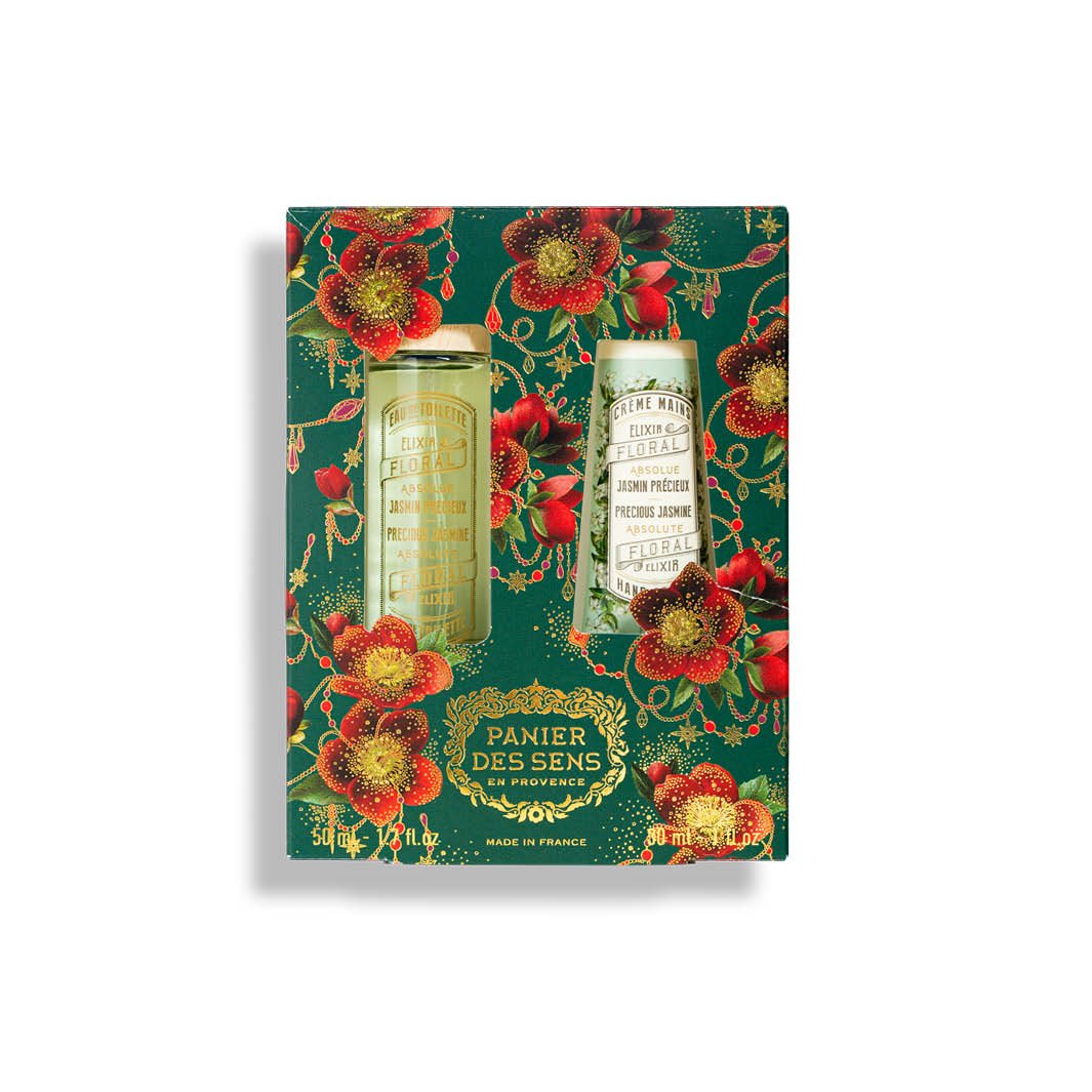 Set de regalo de perfume de jazmín – « Eau de Toilette » (1,7 onzas líquidas) + crema de manos (1 onza líquida) - NAVIDAD - Panier des Sens EE. UU.
