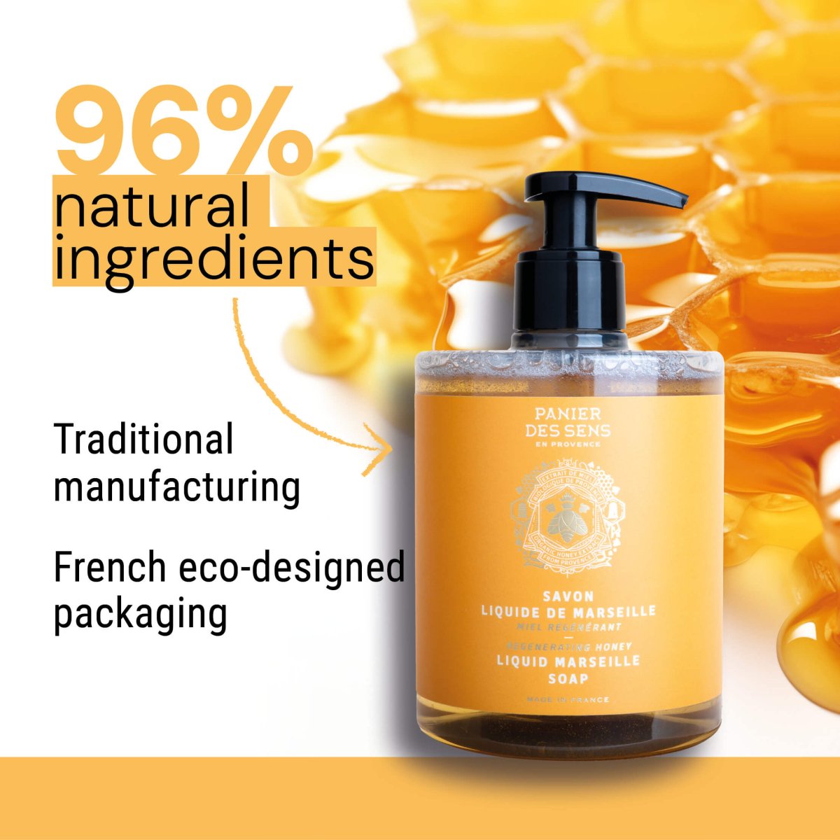 Liquid Marseille soap - Regenerating Honey - Liquid Marseille Soap - Panier des Sens USA