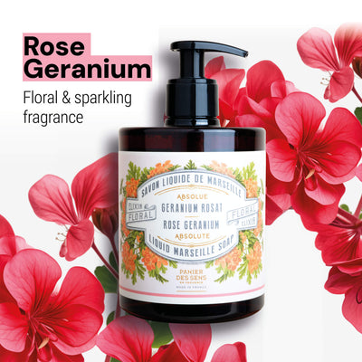 Liquid Marseille Soap - Rose Geranium savon liquide de Marseille