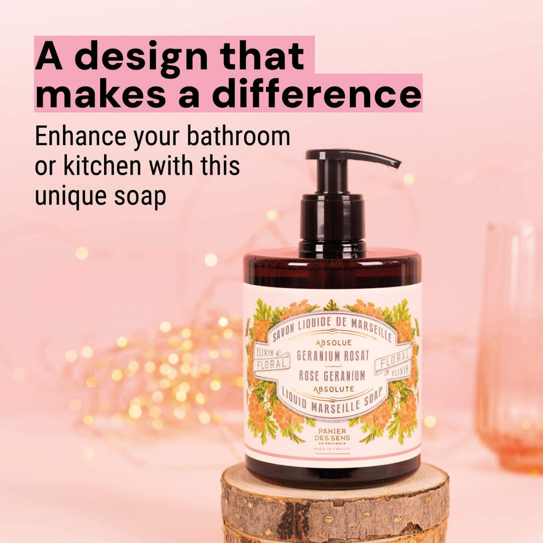Liquid Marseille Soap - Rose Geranium savon liquide de Marseille - Liquid Marseille Soap - Panier des Sens USA
