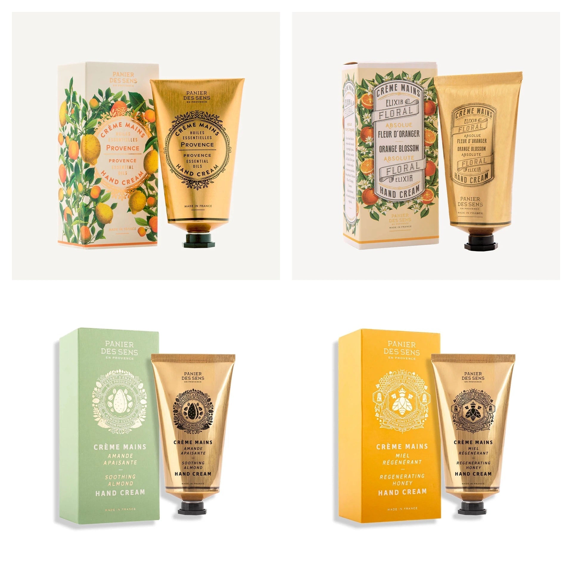 Pack of 4 Multi-Scented Hand Creams 2.5 floz - Provence, Orange Blossom, Honey, Almond
