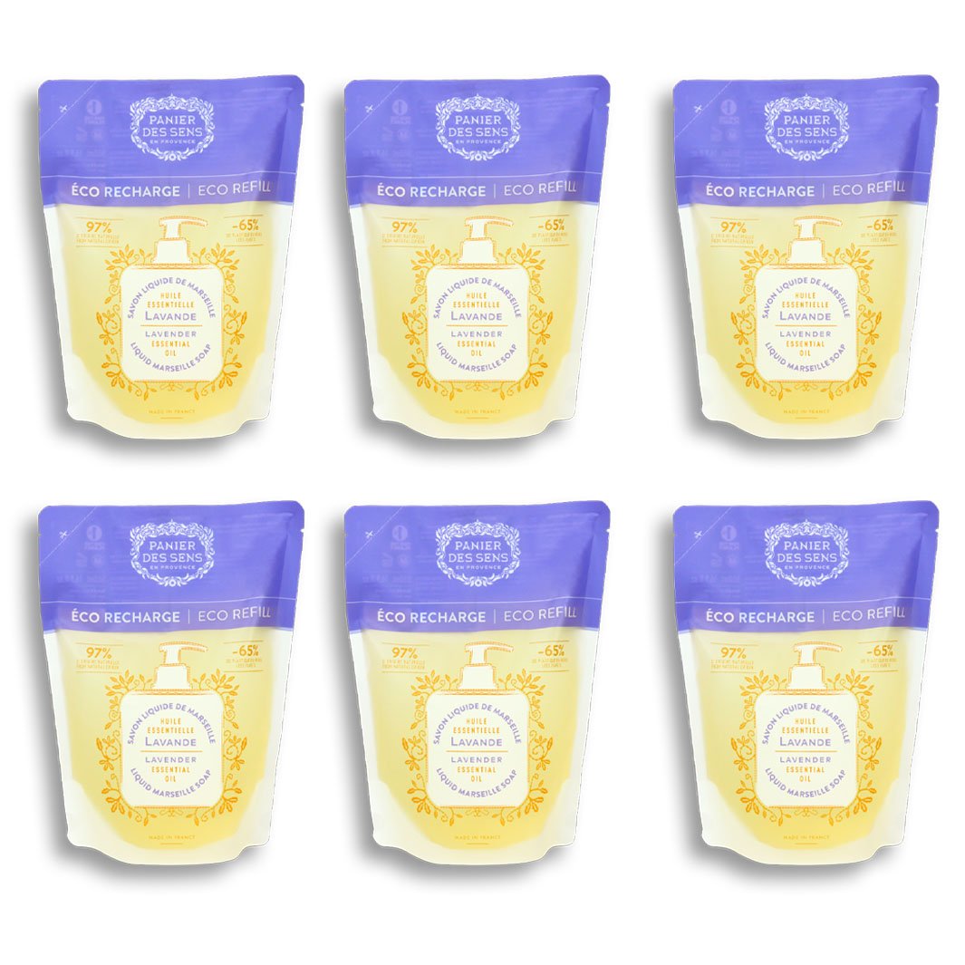 Pack of 6 Liquid Marseille Soap Refills - Lavender 6x16.9oz - Eco - refills - Panier des Sens USA