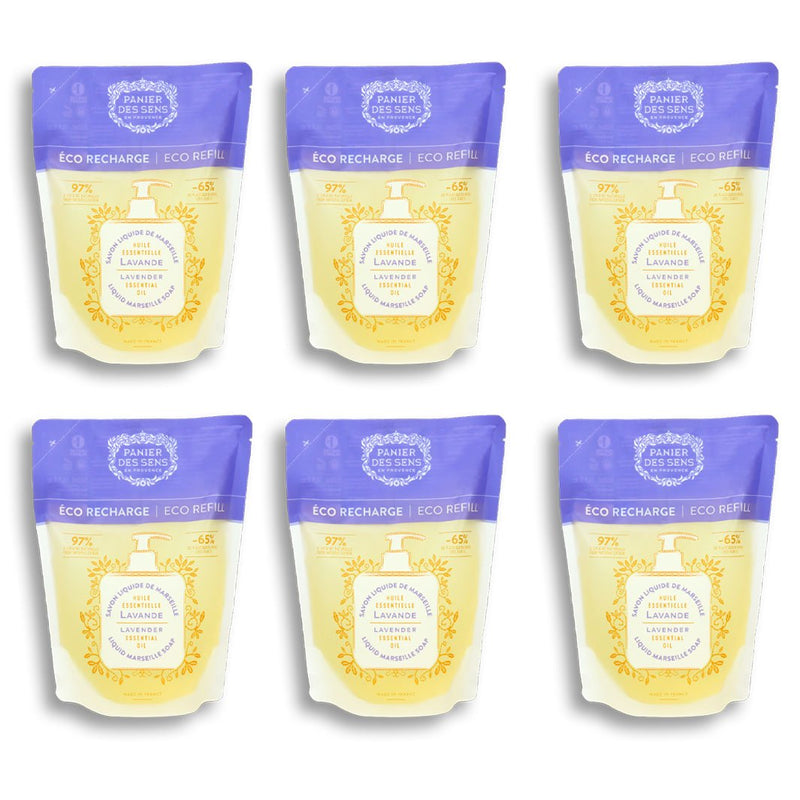 Pack of 6 Liquid Marseille Soap Refills - Lavender 6x16.9oz - Eco - refills - Panier des Sens USA