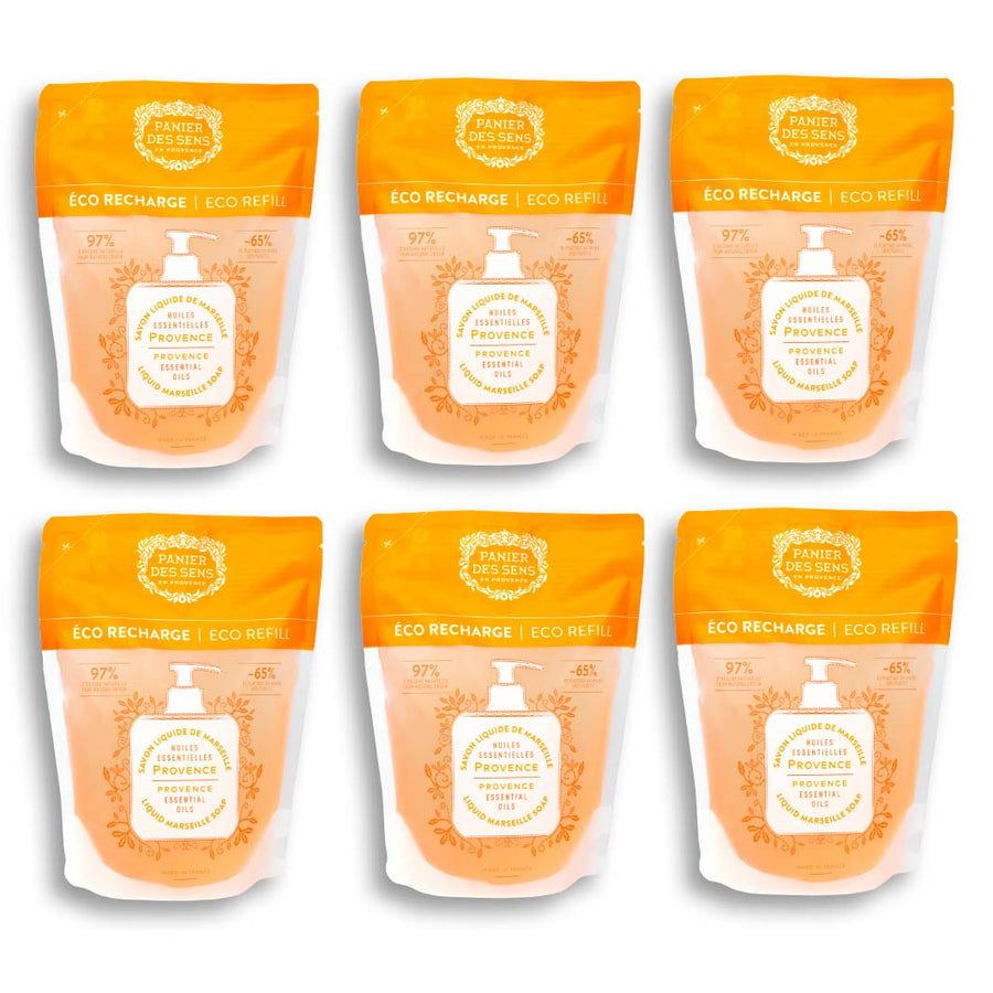 Pack of 6 Liquid Marseille Soap Refills - Provence Scent 6x16.9oz - Eco - refills - Panier des Sens USA