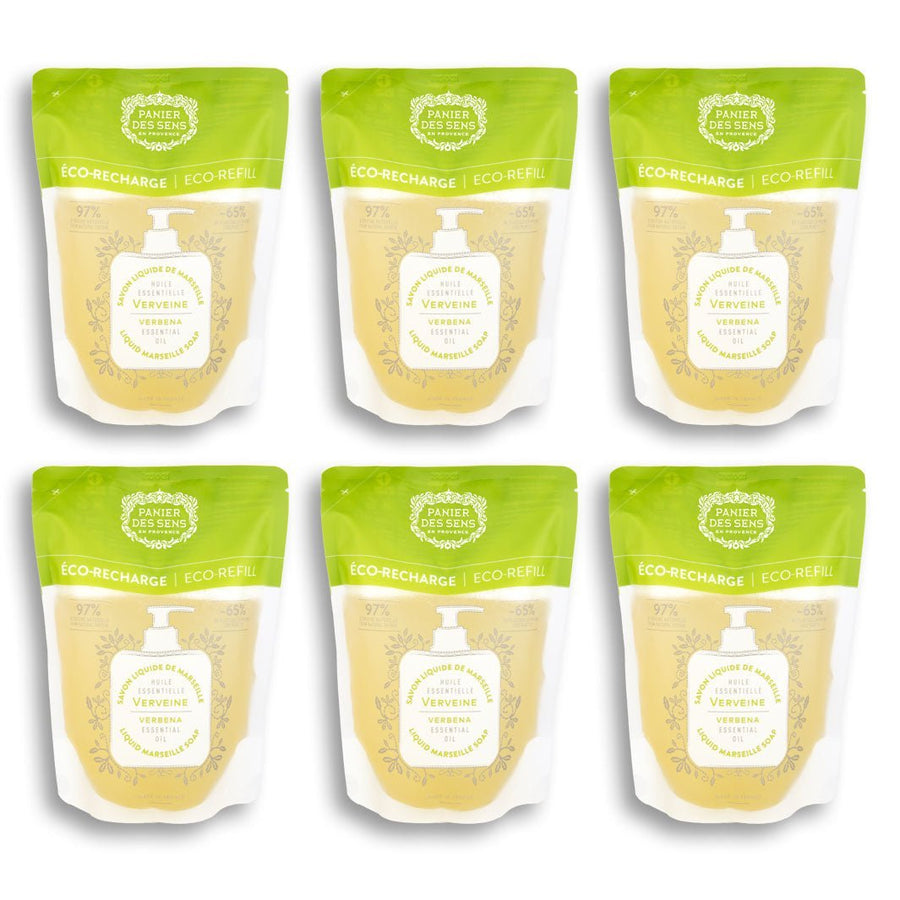 Pack of 6 Liquid Marseille Soap Refills - Verbena 6x16.9oz - Eco - refills - Panier des Sens USA