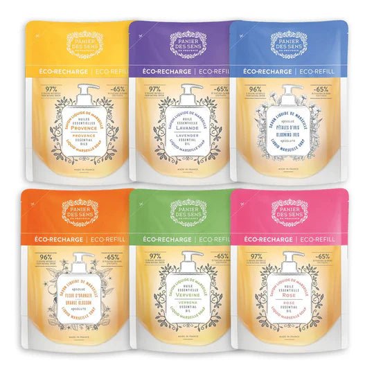 Pack of 6 Liquid Soap Refills Multi Fragrance – 6x16.9oz - Eco - refills - Panier des Sens USA