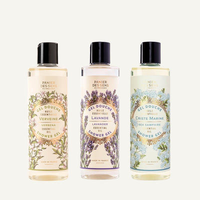 Shower trio with essential oils - Verbena, Lavender, Sea Samphire - Shower gel - Panier des Sens USA