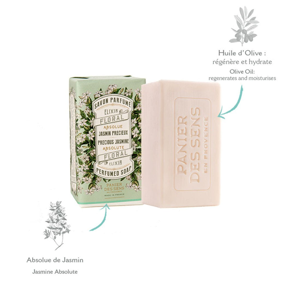 French Jasmine Natural Soap Bar with Olive Oil – 5oz - Solid cosmetics - Panier des Sens USA