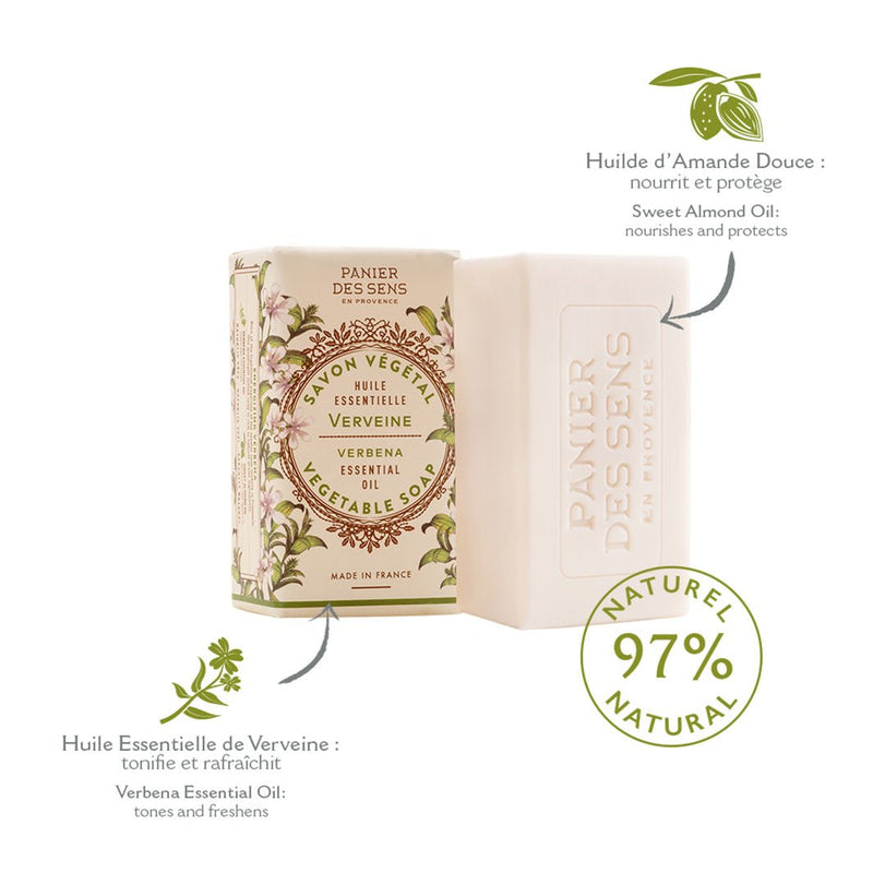 French Verbena Natural Soap Bar with Essential Oil – 5oz - Solid cosmetics - Panier des Sens USA