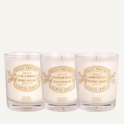 Trio of scented candles - Orange Blossom, Jasmine, Geranium - Scented candles - Panier des Sens USA