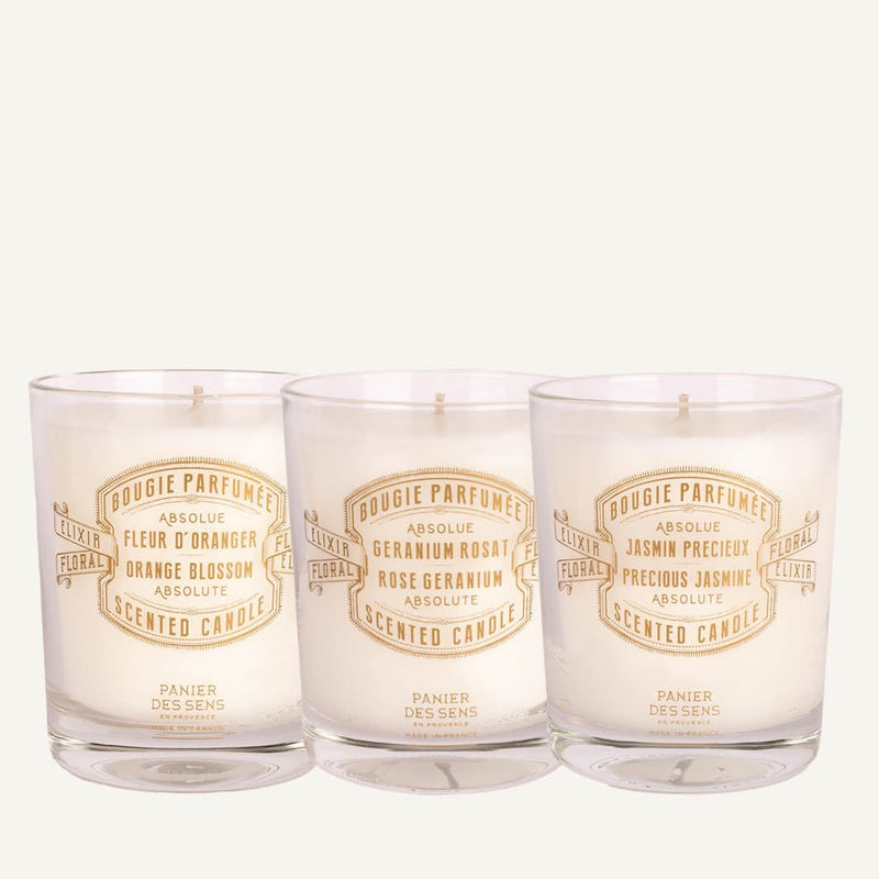 Trio of scented candles - Orange Blossom, Jasmine, Geranium - Scented candles - Panier des Sens USA