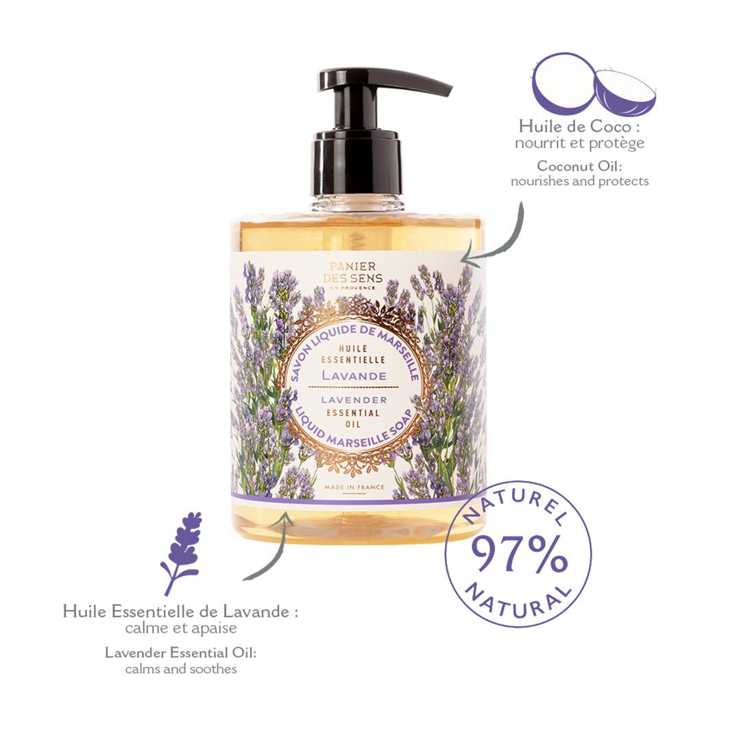 Jabón líquido de Marsella - Lavender savon liquide de Marseille - Liquid Marseille Soap - Panier des Sens USA