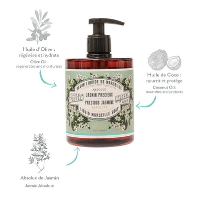 Jabón líquido de Marsella - Precioso jazmín savon liquide de Marseille - Liquid Marseille Soap - Panier des Sens USA
