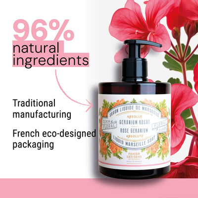 Jabón Líquido de Marsella - Rose Geranium savon liquide de Marseille - Jabón Líquido de Marsella - Panier des Sens USA