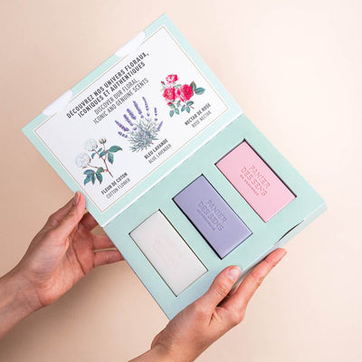 Set de regalo de 3 pastillas de jabón de manteca de karité francesa - 3 x 3.5oz - Cosméticos sólidos - Panier des Sens USA