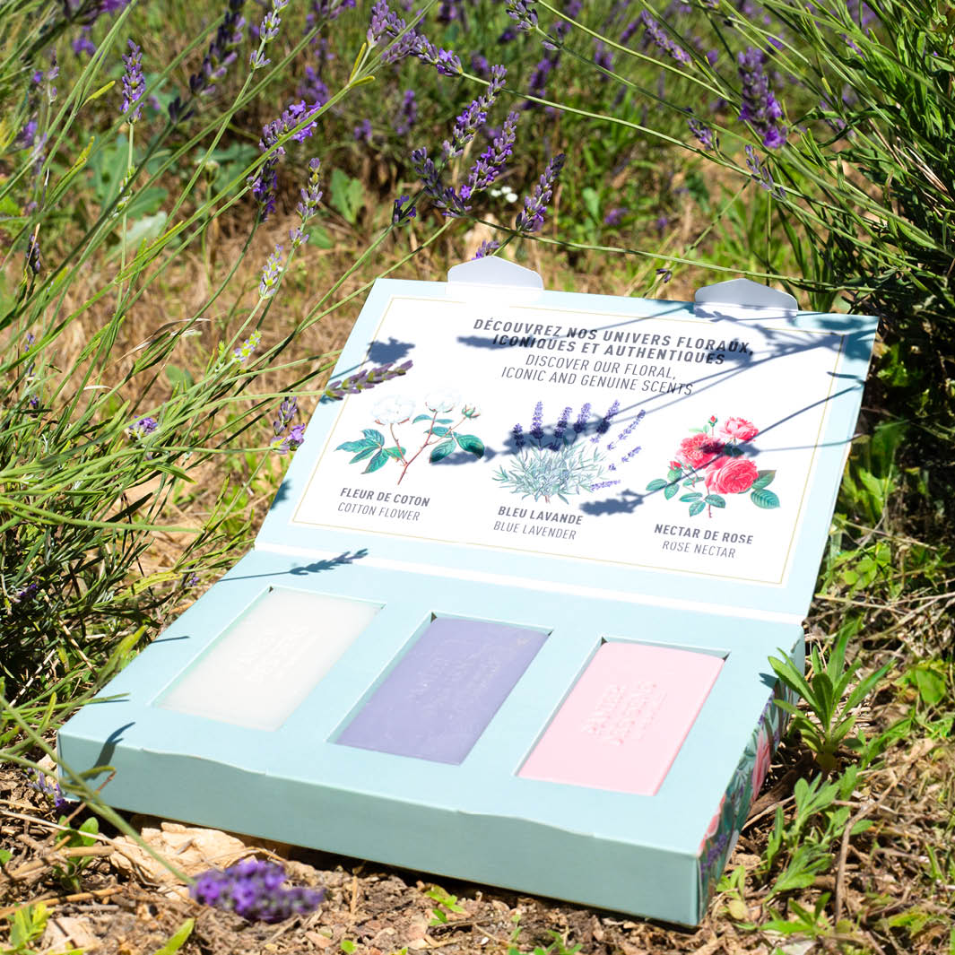 Set de regalo de 3 pastillas de jabón de manteca de karité francesa - 3 x 3.5oz - Cosméticos sólidos - Panier des Sens USA