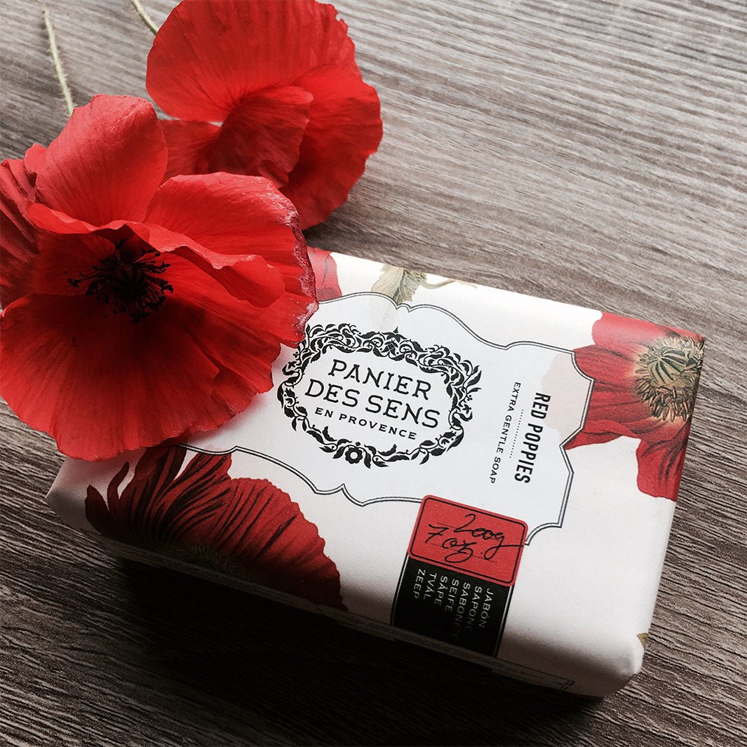 Pastilla de Jabón Natural Amapolas Rojas Francesas con Manteca de Karité - 7oz - Cosméticos sólidos - Panier des Sens USA