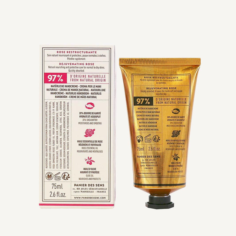 Crema de manos 2.5 floz - Rosa rejuvenecedora - Cuidado de las manos - Panier des Sens USA